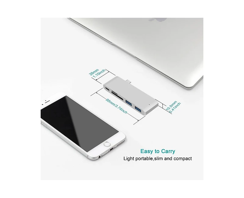Risokeys 5-in-1 Usb-c Hub, 10Gbps Usb 3.1 Gen2 Transfer, Ideal for Home Office, Travel, Content Creation
