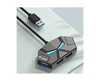 Risokeys 4-Port Usb 3.0 Hub with 5Gbps Transfer, Led Light & Portable Design