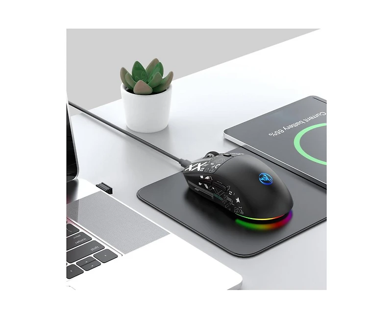 Risokeys Tri-Mode Wired/2.4G/Bluetooth Gaming Mouse, Rgb Backlit Rechargeable 650mAh, 5 Adjustable Dpi 800-3600 for Pc, Laptop