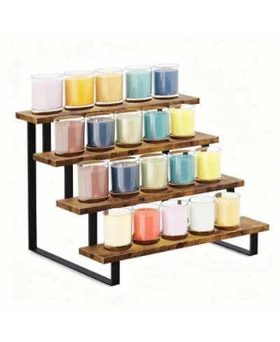 Yigii 4 Tier Wood Display Rack For Small Items Durable Portable Easy Assembly