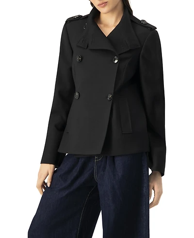 Ivonne Women's High Neck Military Style Coat