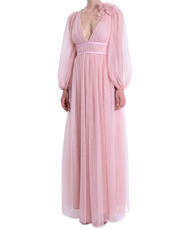 Marchesa Notte Women's Tulle Flower A-Line Gown