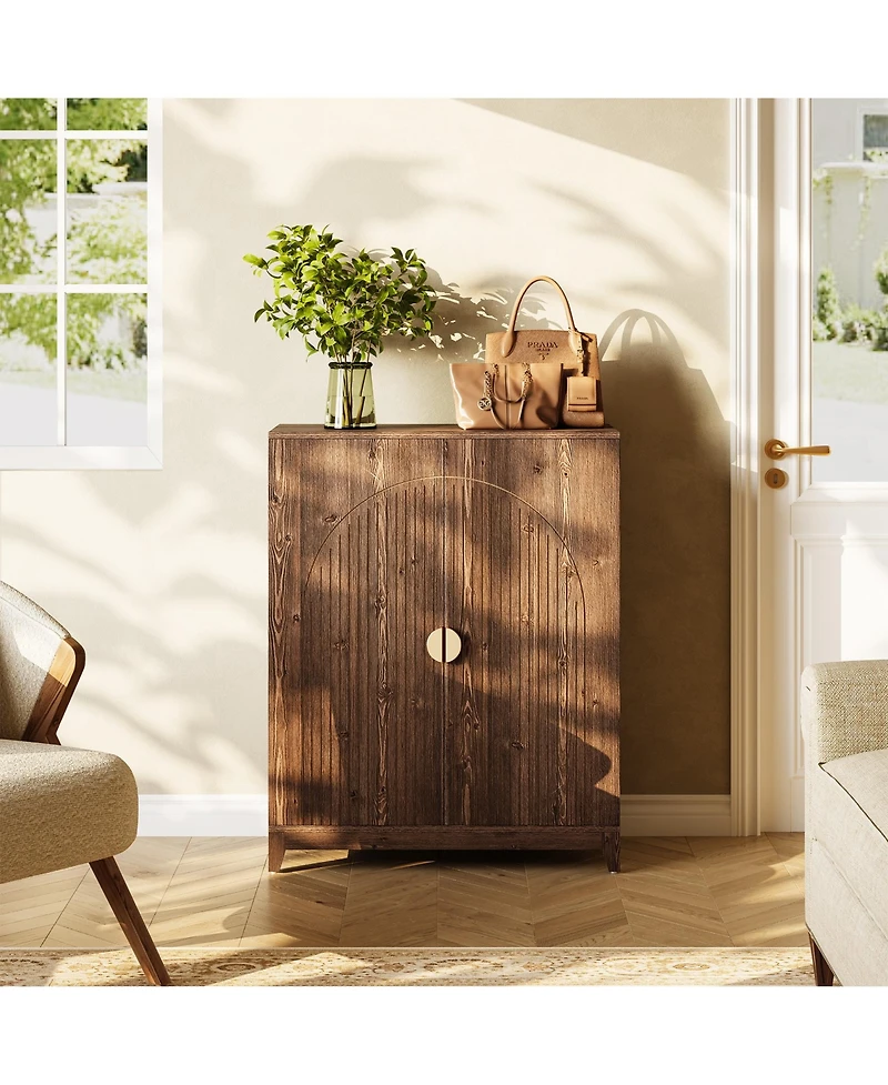 Tribesigns 6 Tier Ribbed Door Shoe Cabinet with Adjustable Shelves