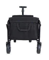 Mondawe Expandable Dual-Layer Storage Wagon Utility Carts w/ 225LBS Capacity, 360° All-Terrain Wheels