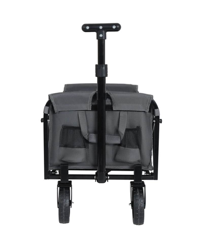 Mondawe Expandable Dual-Layer Storage Wagon Utility Carts w/ 225LBS Capacity, 360° All-Terrain Wheels