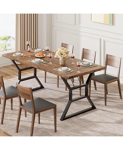 Gaomon Farmhouse Dining Table for 6, Rectangular Wood Table, Rustic Kitchen with Extra Heavy Duty Metal Legs Room