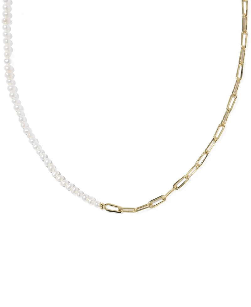 Kendra Scott Freshwater Cultured Pearl in 14k Gold Over Brass Markie Half Chain Necklace