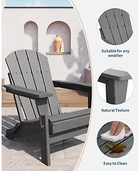 gaomon Folding Adirondack Chair, Hdpe Outdoor All-Weather Fire Pit Chairs, Wooden Lounge Chair