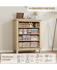 gaomon 4 Dresser for Bedroom, 34.8" Tall Vertical Drawer with Large Storage, Freestanding Wooden Closet Chest Living Room