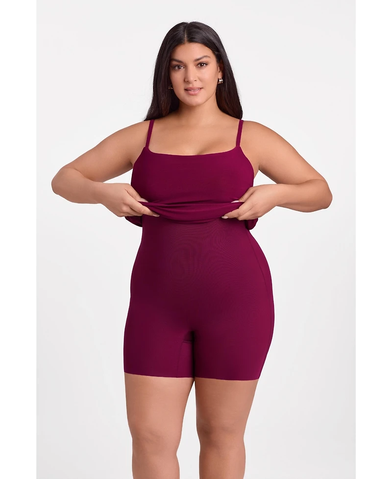 S3 Apparel Women's Sculpting Shapewear Shirred Waist V-Neck Mini Dress