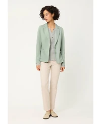 Olsen Women's Stripe Rib Knit Henley T-Shirt