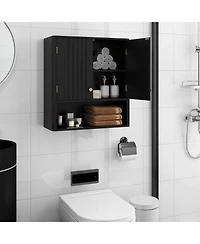 Volenca Fluted Wall-Mount Bathroom Cabinet with Open Shelf, Storage Organizer