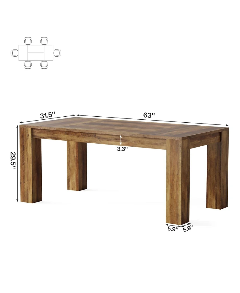 Tribesigns Dining Table for 4 to 6, Rectangular Kitchen Dinner Table, Wooden Eating Table