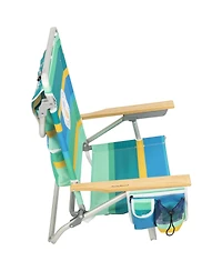 Tommy Bahama 5-Position Classic Lay Flat Backpack Cooler and Cup Holder Beach Chair, Portable Folding Beach Chair for Tanning, 2-Pack, Stripe