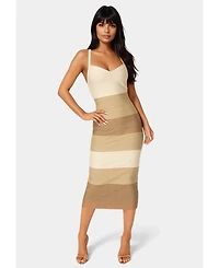 Bebe Women's Colorblock Bandage Midi Dress