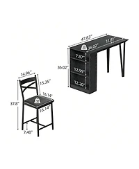 Gaomon Kitchen Table 3Piece Wooden Counter Height Dining Table Set for Dining Room, Home Office, Living Room