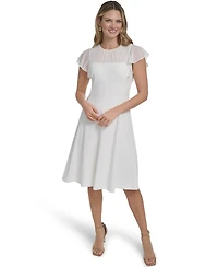 Jessica Howard Women's Illusion Yoke Flutter-Sleeves Dress