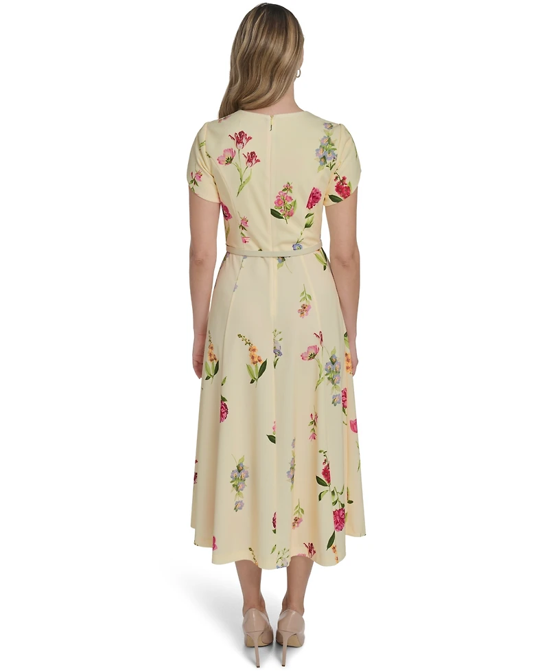 Jessica Howard Women's Crew Neck Midi Dress