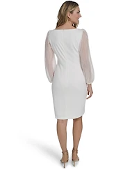 Jessica Howard Women's Long Pleated Side Tuck Sheath Dress