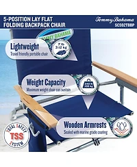 Tommy Bahama 5-Position Classic Lay Flat Backpack Cooler and Cup Holder Beach Chair, Portable Folding Beach Chair for Tanning, 2-Pack