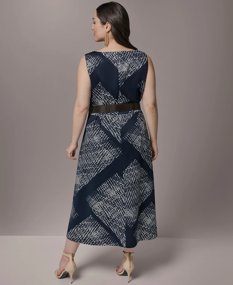 Donna Karan New York Plus Belted Scuba Midi Dress