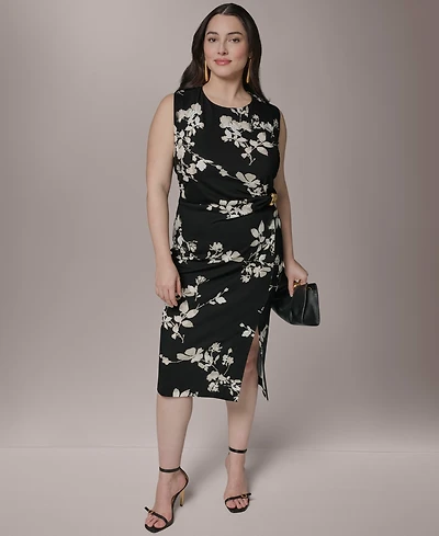 Donna Karan New York Plus Sleeveless Side Ring Sheath Dress