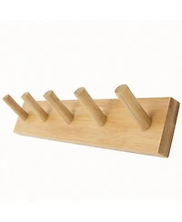 Yigii Bamboo 5-Peg Wall Rack for Coats, Hats, Towels