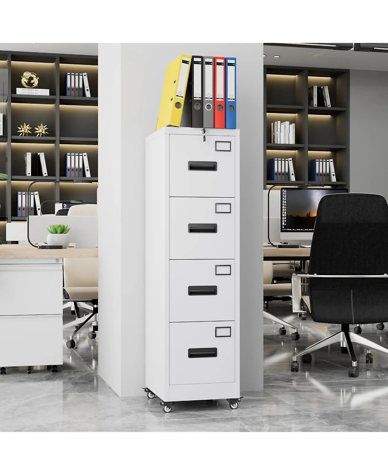 gaomon Heavy Duty Steel File Cabinet with 4 Lockable Drawers – Vertical Organizer for A4/Letter/Legal Documents – Independent Locks