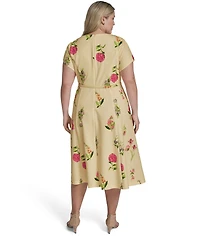 Jessica Howard Plus Jewel Neck Midi Dress