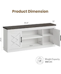 gaomon Farmhouse Tv Stand for 70/75 in TVs, 65 in Long Entertainment Center w/ 2 Door &Open Storage Shelf, Rustic Fluted Television Consoles Stands