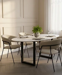 Slate Faux Leather Upholstered Dining Armchairs, Set of 4