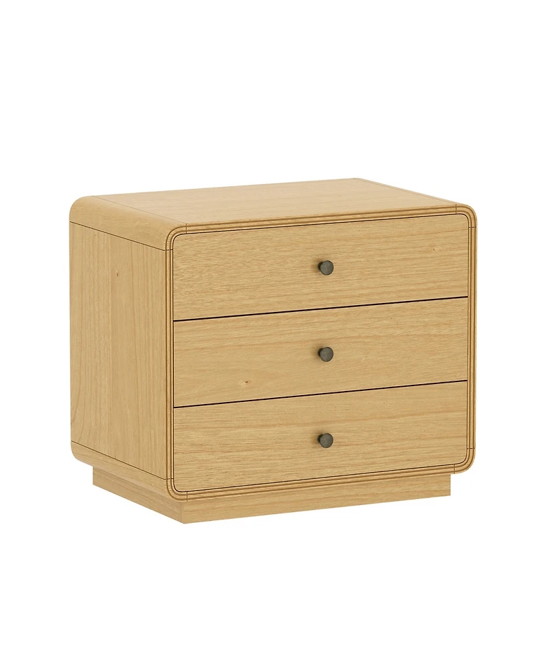Liora 28" Rubberwood 3-Drawer Nightstand