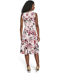 Calvin Klein Women's Printed Crewneck Midi Dress