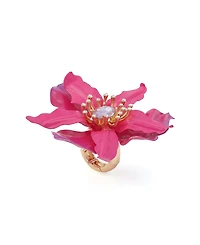 Betsey Johnson Faux Stone Hothouse Bloom Orchid Cocktail Ring