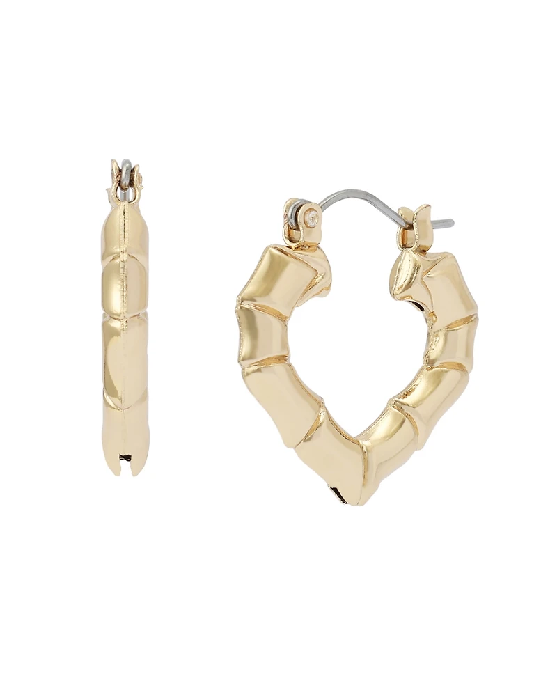 Betsey Johnson Gold Hothouse Bloom Heart Hoop Earrings