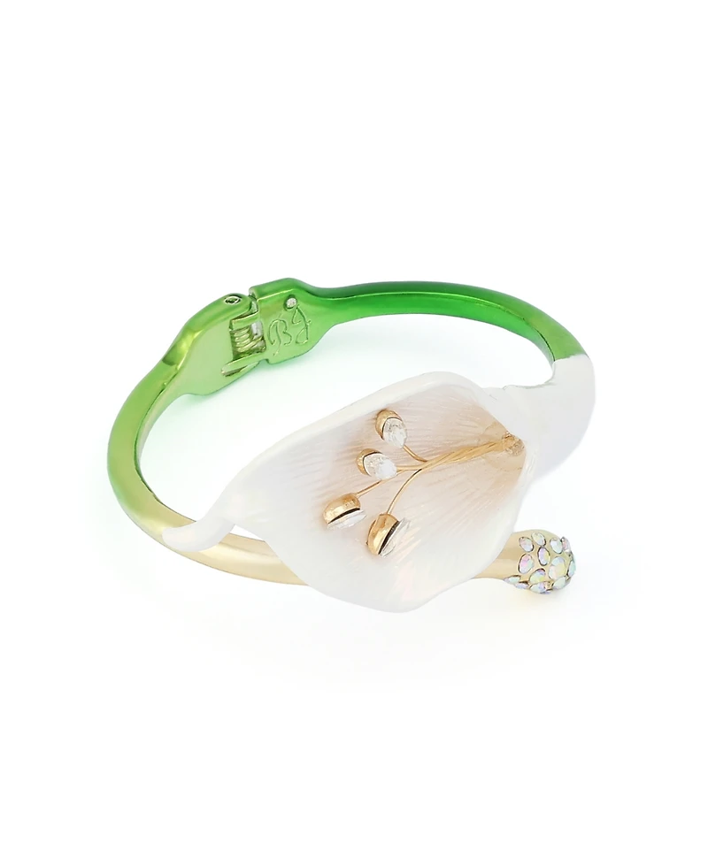 Betsey Johnson Faux Stone Betsey's Bouquet Calla Lily Bangle Bracelet