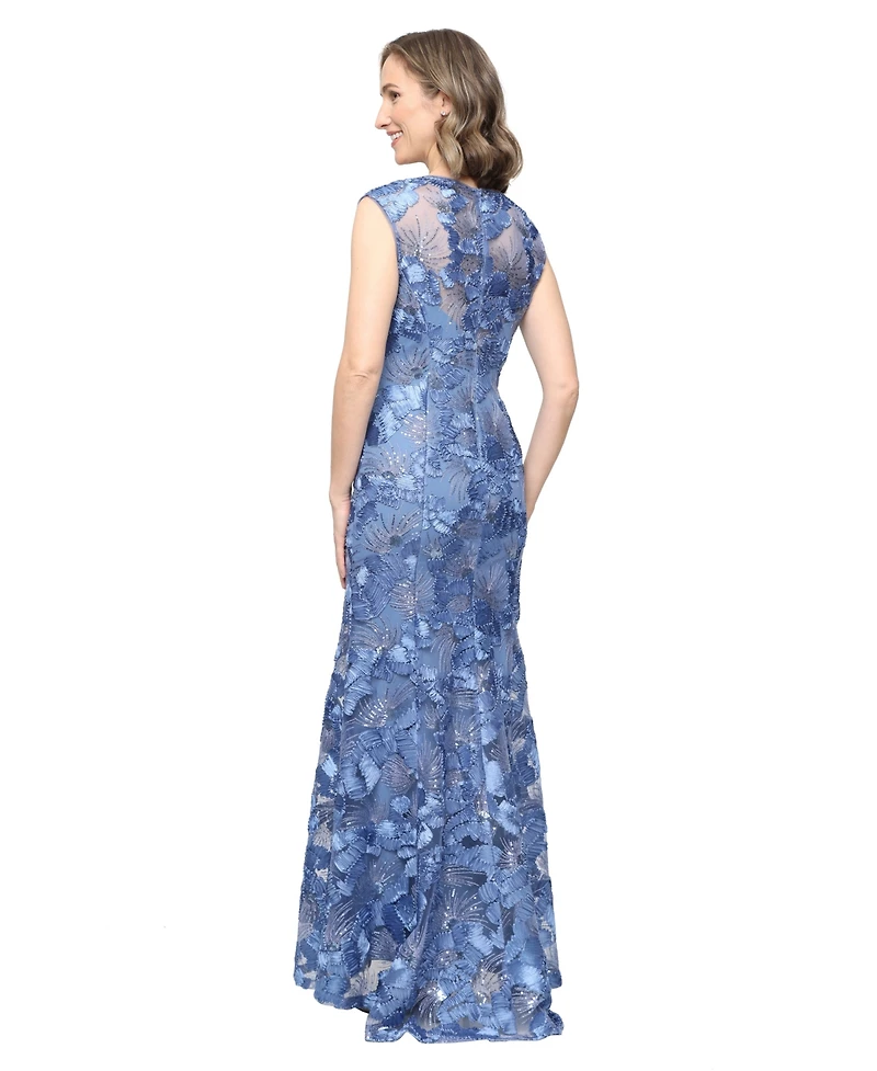 Alex Evenings Women's Sleeveless V-Neck Soutache Ball Gown