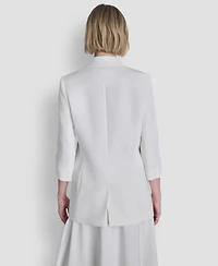 Dkny Women's Textured Notch Collar Open-Front Jacket