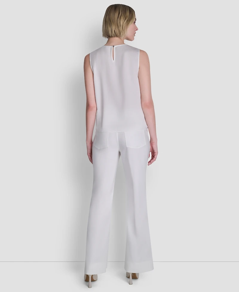 Dkny Women's Woven Sleeveless Crew Neck Top