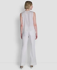 Dkny Women's Woven Sleeveless Crew Neck Top