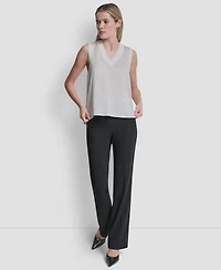 Dkny Women's Mixed Media V-Neck Sweater