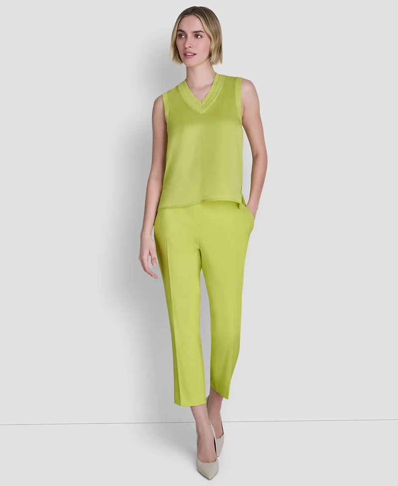 Dkny Women's Mixed Media V-Neck Sleeveless Sweater