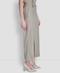 Dkny Women's Windowpane Mid Rise Cropped Pants