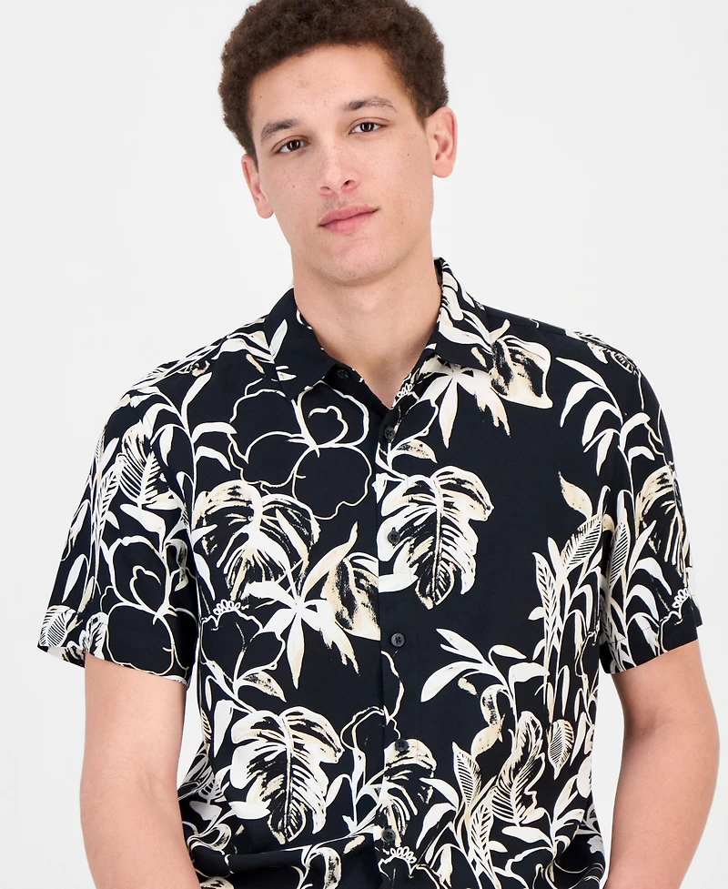 Cubavera Men's Abstract Watercolor Print Short-Sleeve Shirt