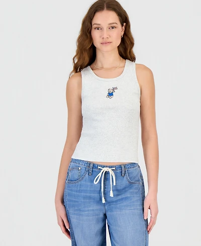 Hippie Rose Juniors' Embroidered Ribbed Tank
