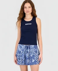 Hippie Rose Juniors' Embroidered Ribbed Sleeveless Top