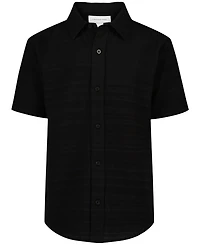 Calvin Klein Boys' 8-20 Texture Stripe Woven Short-Sleeve Shirt