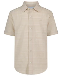 Calvin Klein Boys' 8-20 Texture Stripe Woven Short-Sleeve Shirt