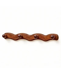 Yigii Wave-Shape Walnut Wood Coat Rack with 6 Hooks for Hats, Coats, Bags