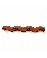 Yigii Wave Shape Walnut Wood Coat Rack With 6 Hooks For Hats Coats Bags
